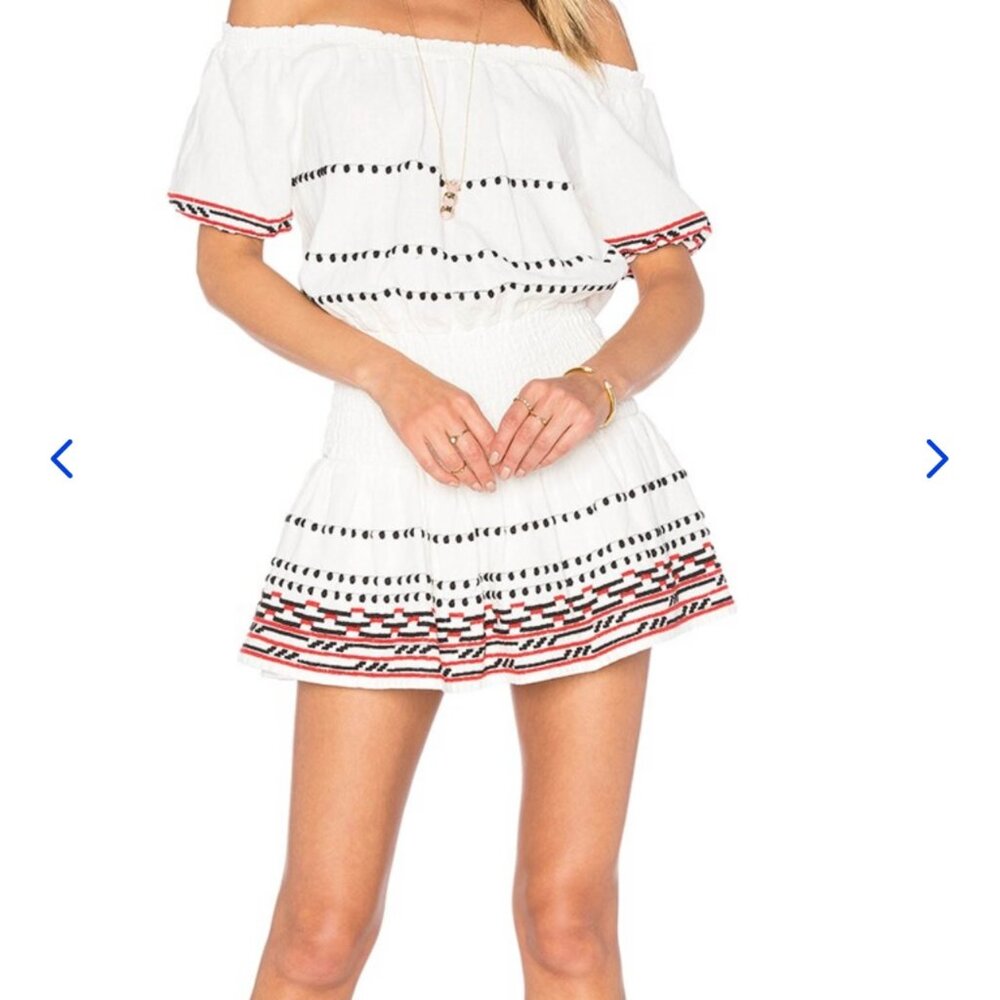 PIPER Butuan Smocked Off the Shoulder Mini Dress Revolve Nwt S $189